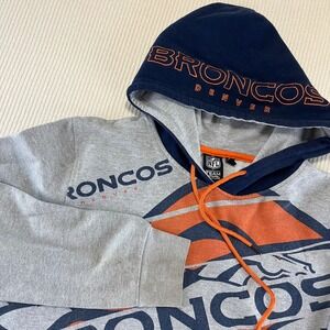Denver Broncos NFL Team Apparel Hoodie Gray Orange Blue Pullover Men's size age